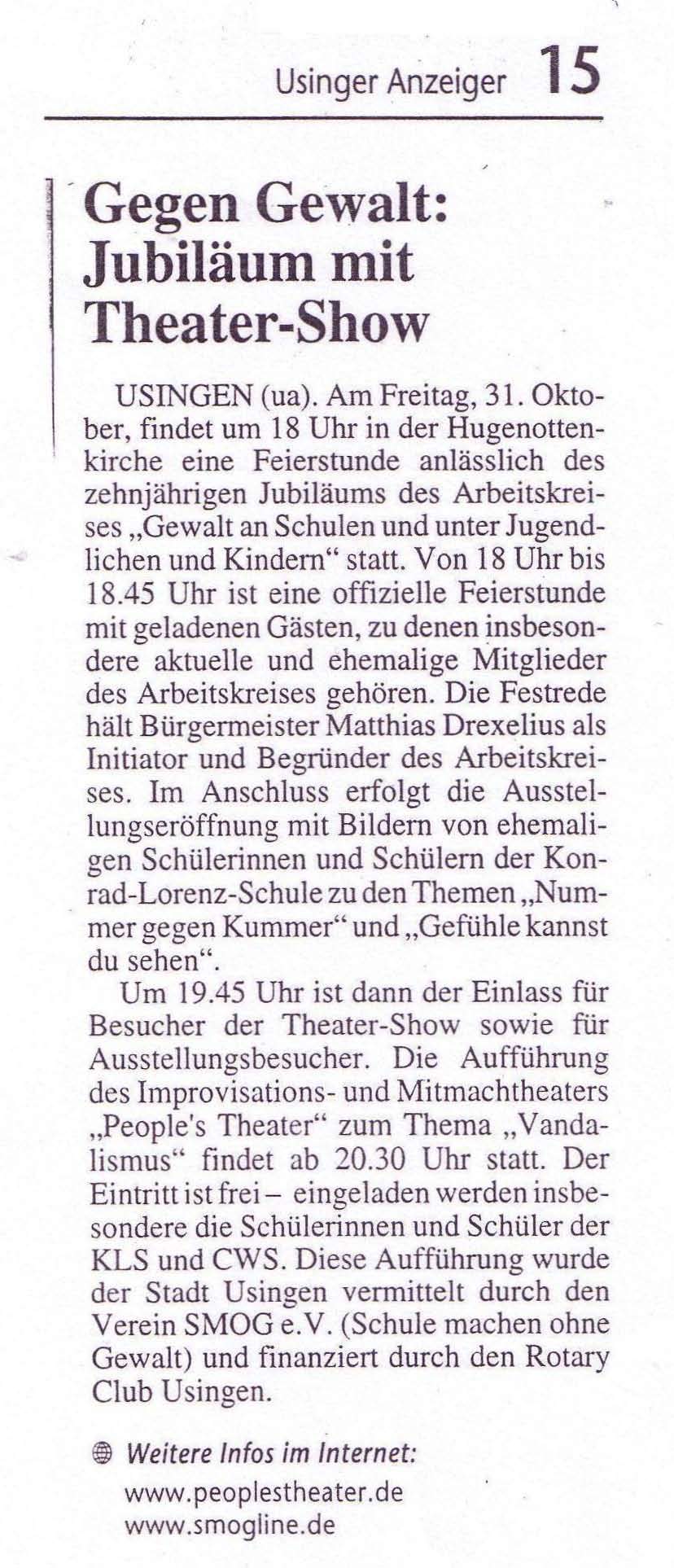 Usinger Anzeiger vom 30.11.2008