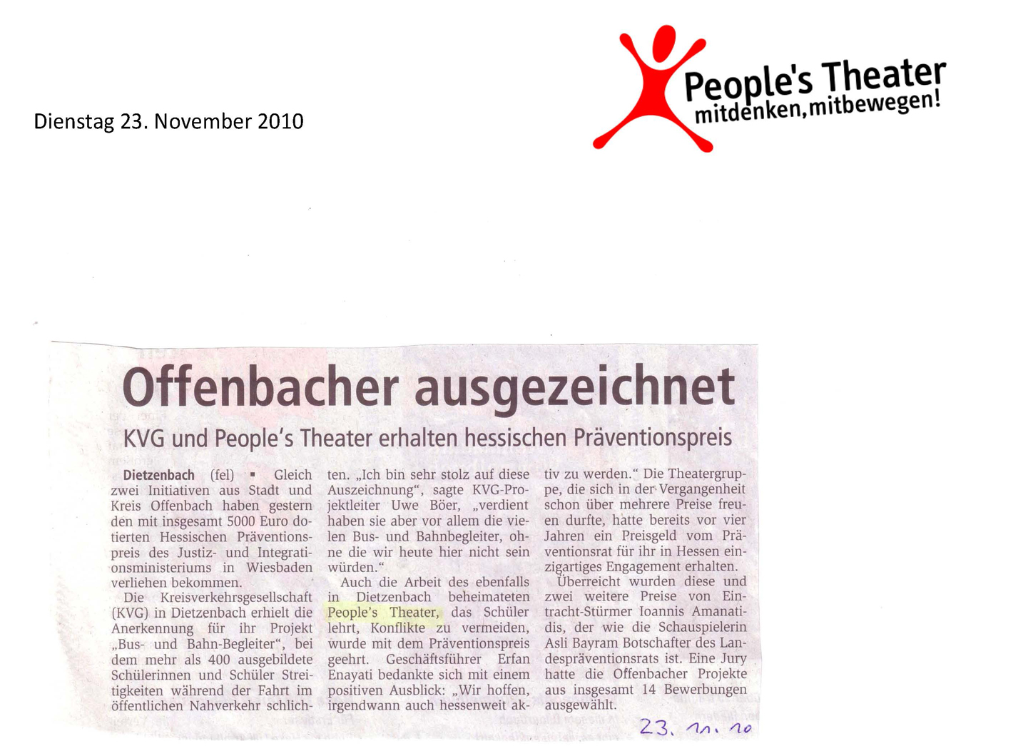 „Offenbacher ausgezeichnet“ 23.11.2010