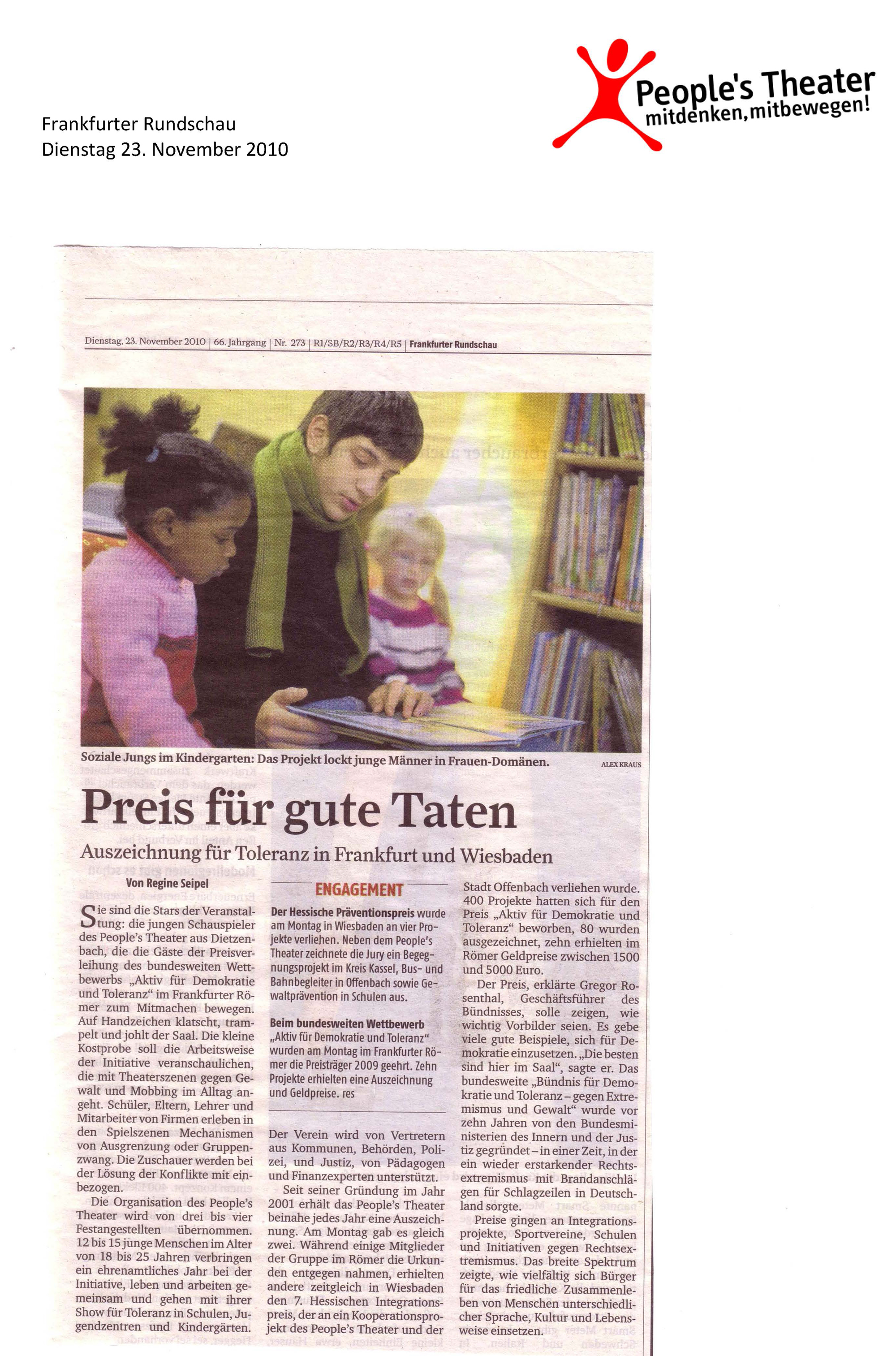 „Preis für gute Taten“ – FR vom 23.11.2010