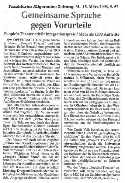 Frankfurter Allgemeine Zeitung vom 15.03.2006
