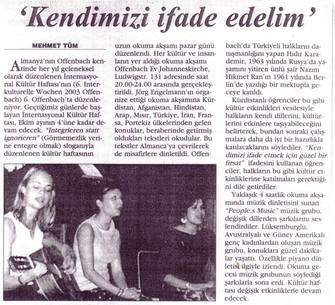 Ozgur Politika vom 24.09.2003