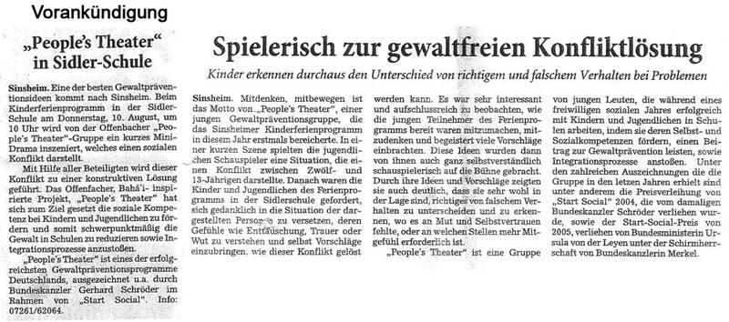 Rhein-Neckar-Zeitung vom 31.08.2006